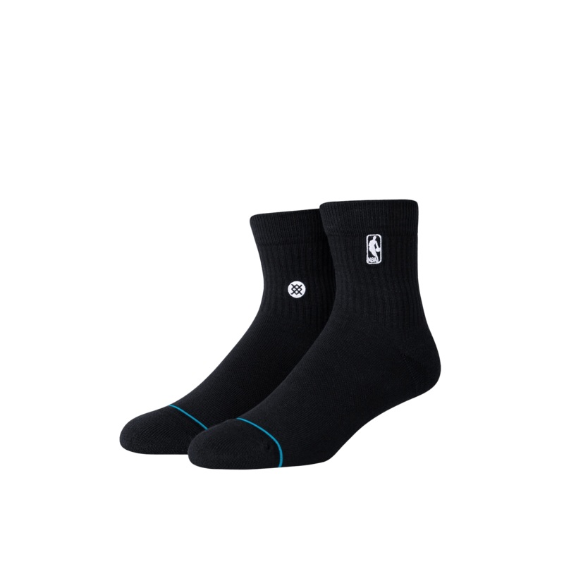 Youths NBA Logoman Stance Black & White Quarter Socks – Black