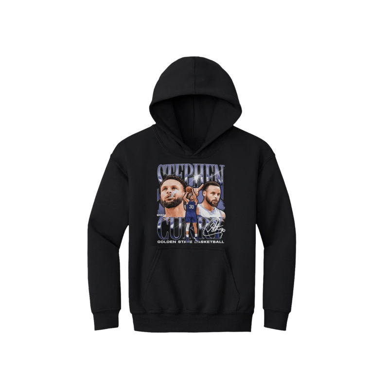 Youths Steph Curry Golden State Warriors 500 Level NBA Montage Hoodie Jumper – Black