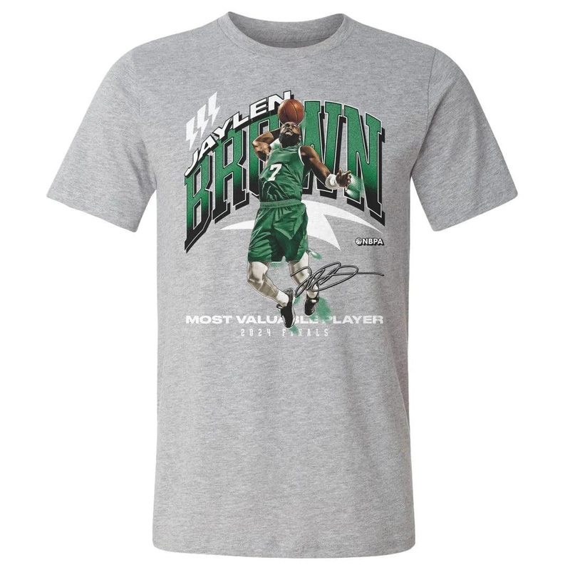 Jaylen Brown Boston Celtics 500 Level NBA Finals MVP T-Shirt – Grey
