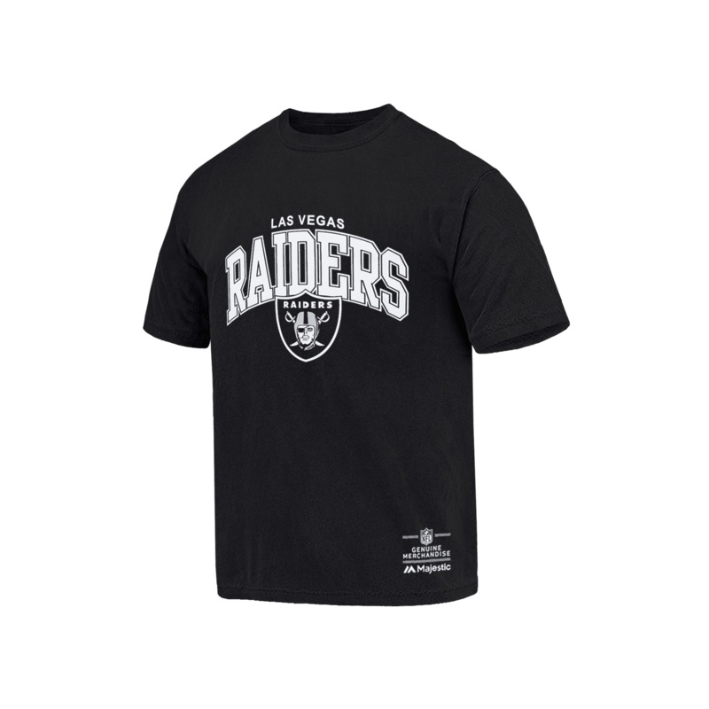 Las Vegas Raiders Majestic NFL Logo Arch Vintage T-Shirt – Faded Black
