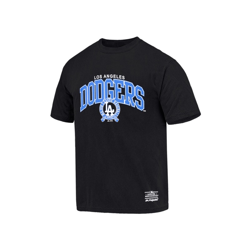 Los Angeles Dodgers Majestic MLB Logo Arch Vintage T-Shirt – Faded Black