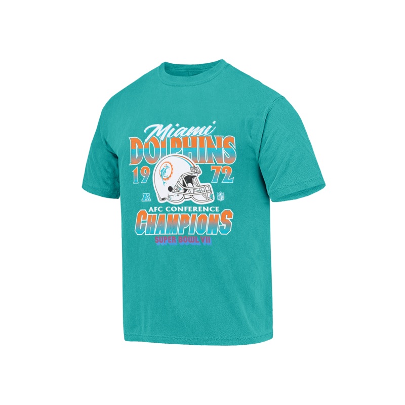 Miami Dolphins Majestic NFL 72 Champs Vintage T-Shirt – Faded Teal