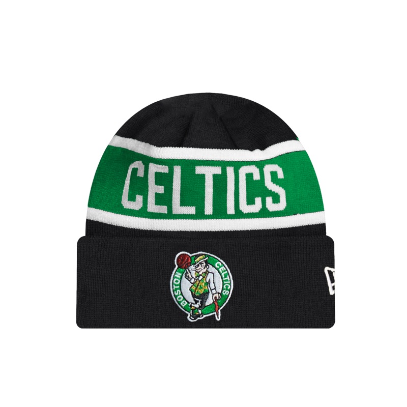 Boston Celtics New Era NBA Spell Out Pomless Knit Beanie – Black