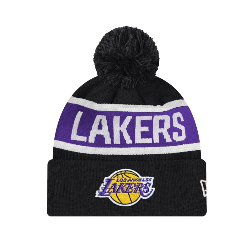 Los Angeles Lakers New Era NBA Spell Out Knit Beanie – Black