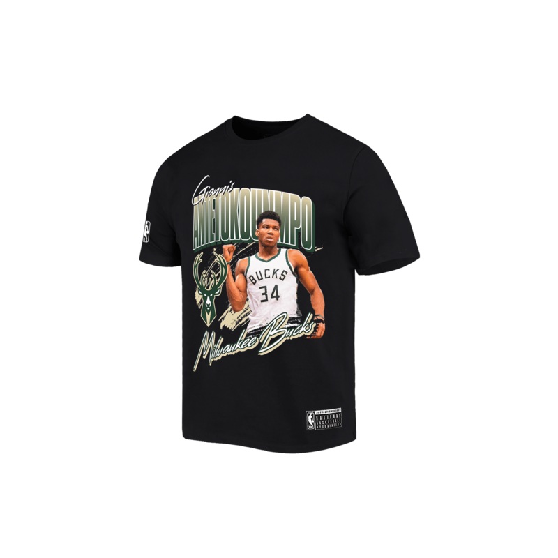 Youths Giannis Antetokounmpo Milwaukee Bucks NBA Jones Vintage T-Shirt – Black