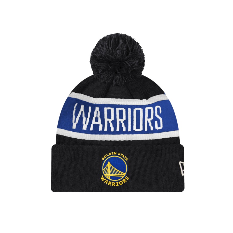 Youths Golden State Warriors New Era NBA Spell Out Knit Beanie – Black