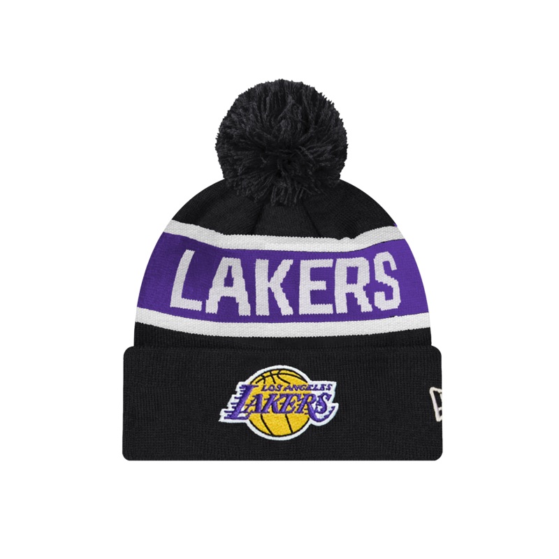 Youths Los Angeles Lakers New Era NBA Spell Out Knit Beanie – Black