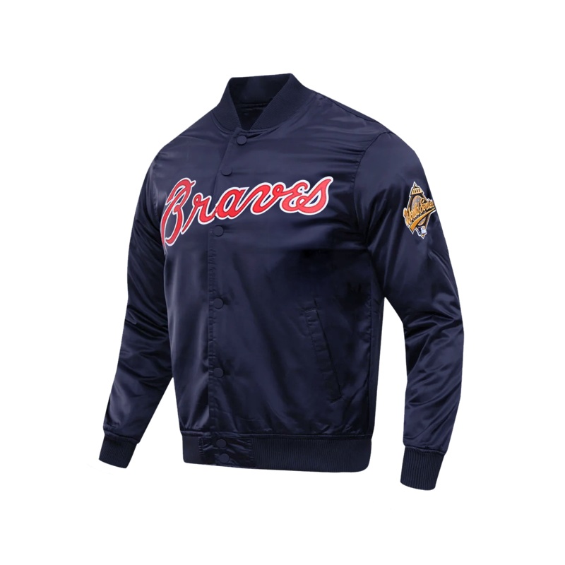 Atlanta Braves Pro Standard MLB Team Classic Satin Button Jacket – Navy