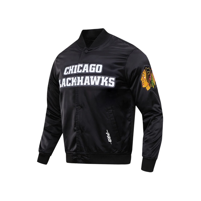 Chicago Blackhawks Pro Standard NHL Team Classic Satin Button Jacket – Black