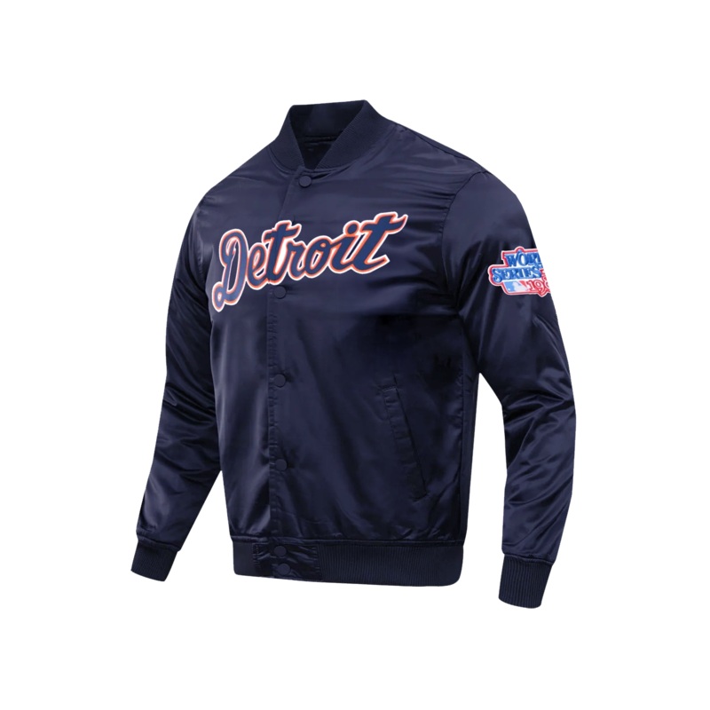 Detroit Tigers Pro Standard MLB Team Classic Satin Button Jacket – Navy