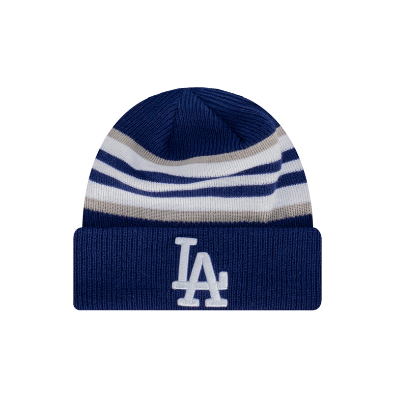 Los Angeles Dodgers New Era MLB Stripe Pomless Hit Knit Beanie – Blue