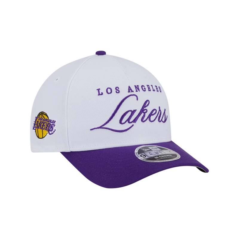 Los Angeles Lakers New Era NBA 25 Draft 9FORTY M-Crown A-Frame Snapback Hat – White