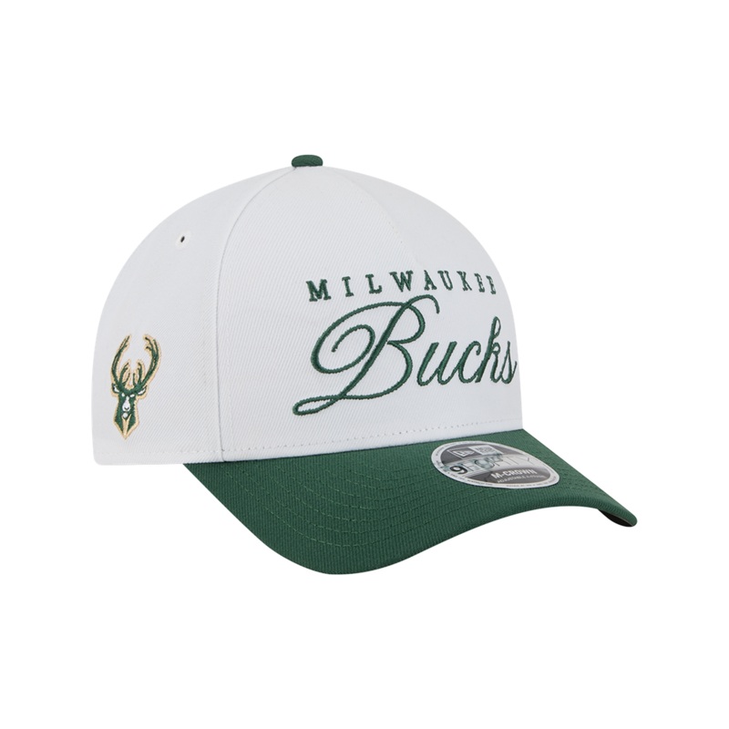 MIlwaukee Bucks New Era NBA 25 Draft 9FORTY M-Crown A-Frame Snapback Hat – White