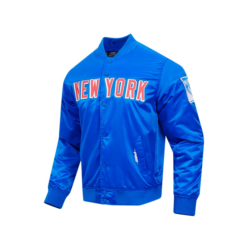 New York Rangers Pro Standard NHL Team Classic Satin Button Jacket – Blue