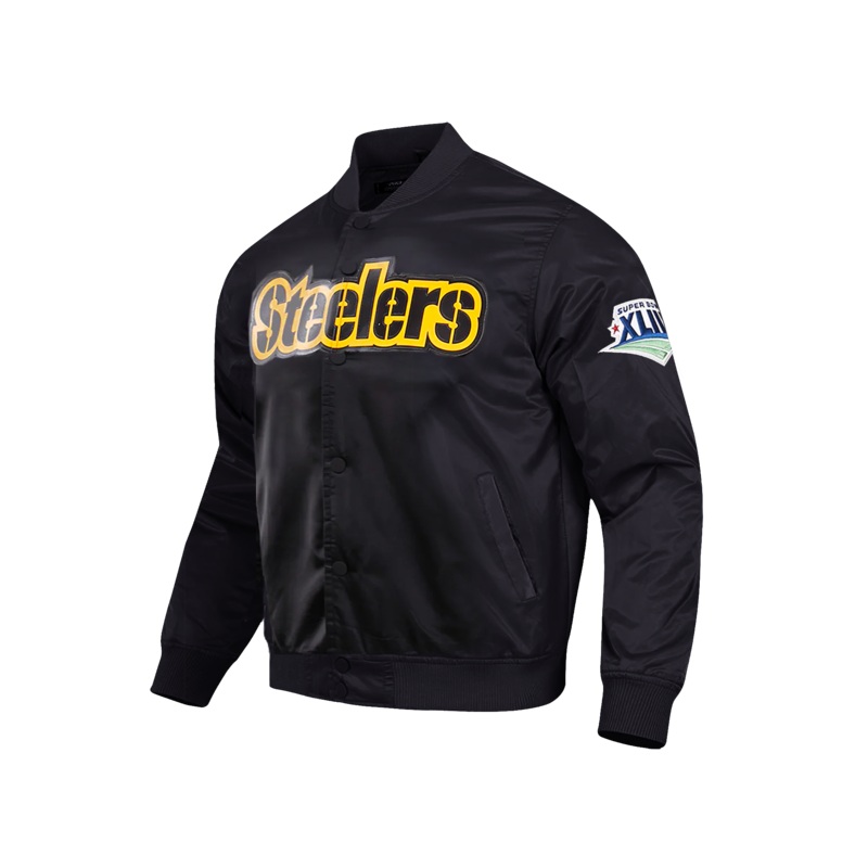 Pittsburgh Steelers Pro Standard NFL Team Classic Satin Button Jacket – Black