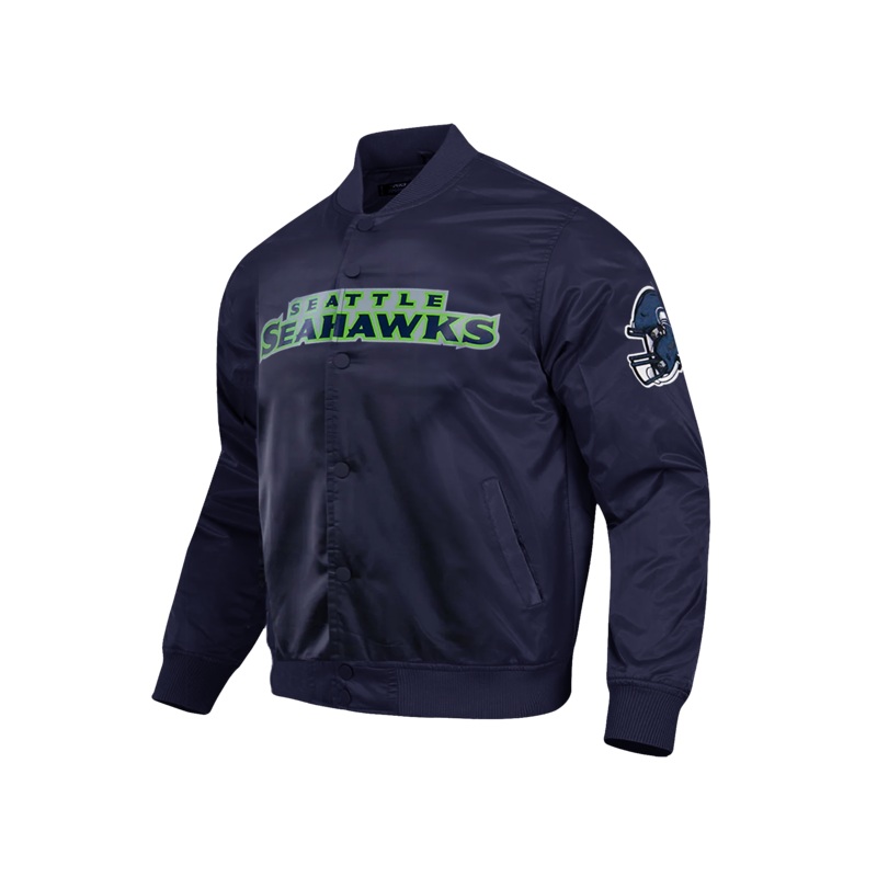 Seattle Seahawks Pro Standard NFL Team Classic Satin Button Jacket – Navy